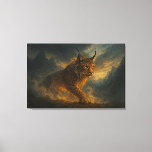 Mystic Golden Lynx in Sunset Fog – ManJiangHong Fi Canvas Print (Front)