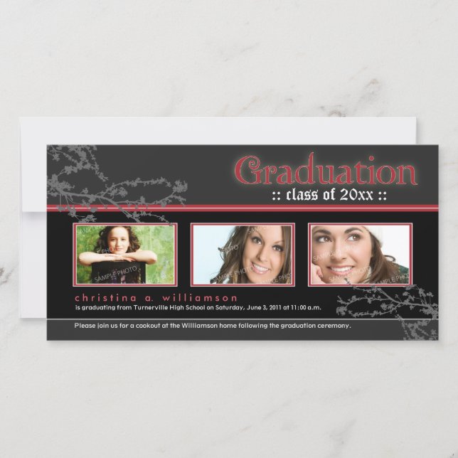 Mystic Goth Graduation Announcement (red) (Front)