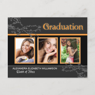 Mystic Goth Orange Graduation Announcement Postcar