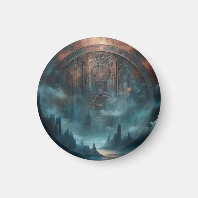 Mystic Gothic  Art - Blue Copper Patina Magnet (Front)