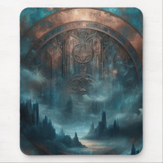 Mystic Gothic Steampunk Art - Blue Copper Patina  Mouse Pad