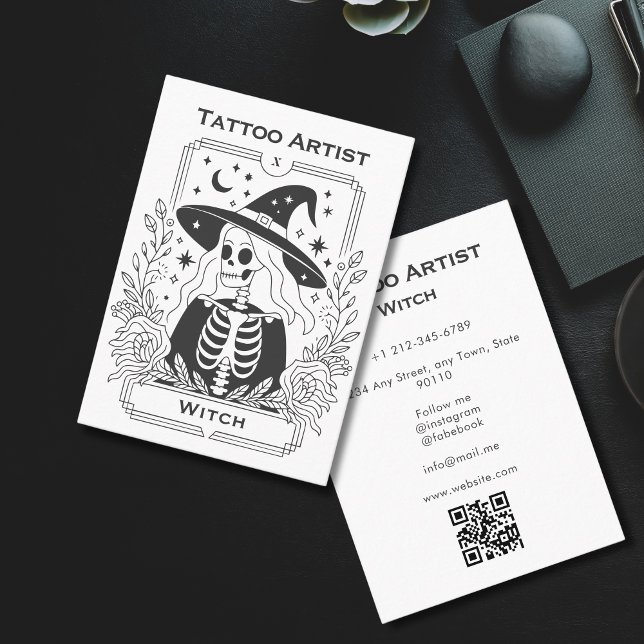 Mystic Gothic Tarot Skeleton Celestial  Business Card (Mystic Gothic Tarot Skeleton Celestial Business Card)