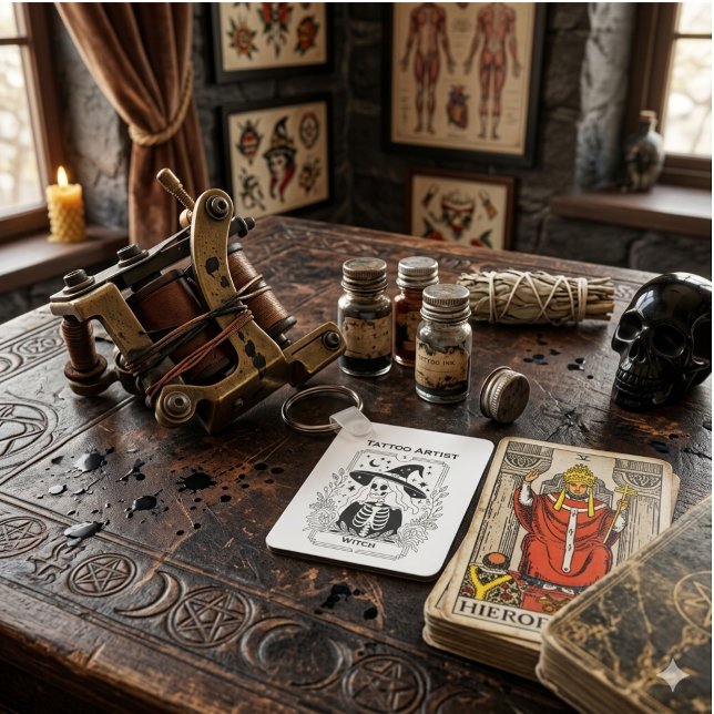 Mystic Gothic Tarot Skeleton Celestial  Keychain (Mystic Gothic Tarot Skeleton Celestial Keychain )