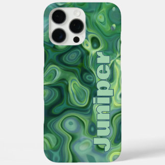 Mystic Green Abstract Swirls iPhone 16 Pro Max Case