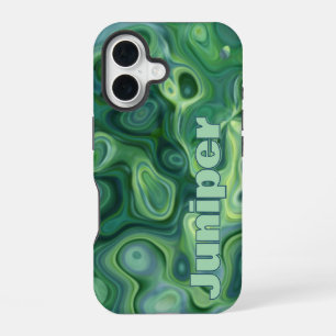 Mystic Green Abstract Swirls iPhone 16 Case