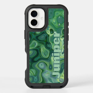 Mystic Green Abstract Swirls iPhone 16 Plus Case