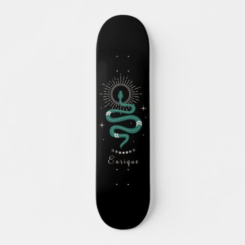 Mystic Green Celestial Snake  Name Cosmic Sparkle Skateboard