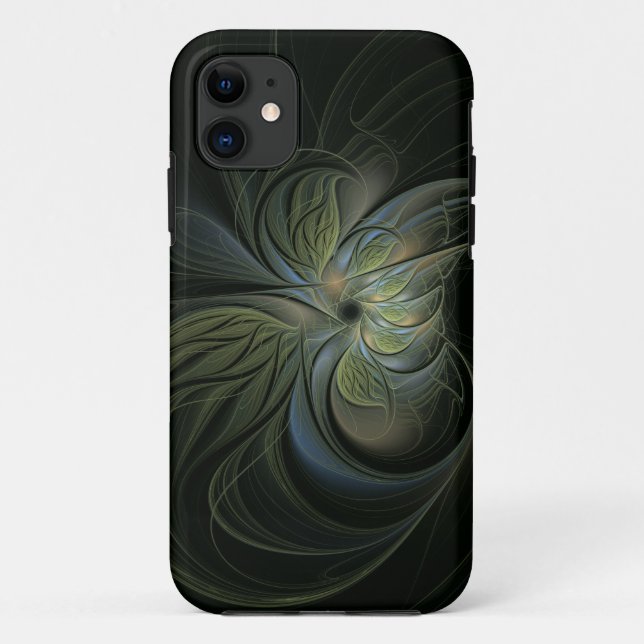 Mystic green leaves abstract pattern design Case-Mate iPhone case (Back)