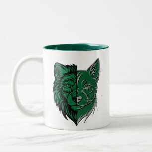 Mystic Green Wolf Fox Duality Mug - Unique Spirit