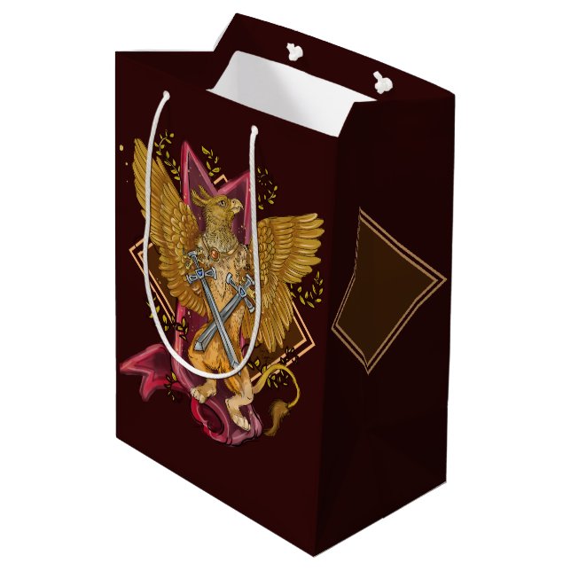 Mystic Gryphon with swords Medium Gift Bag (Back Angled)
