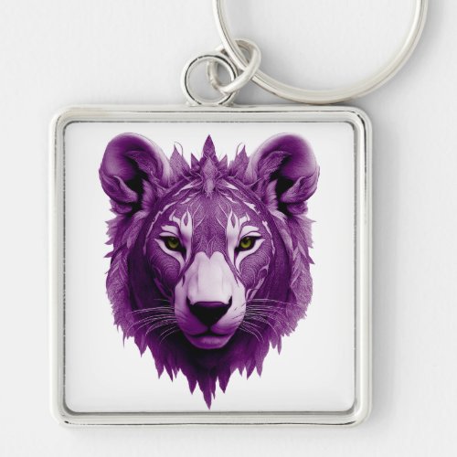 Mystic Guardian Purple Lion Keychain