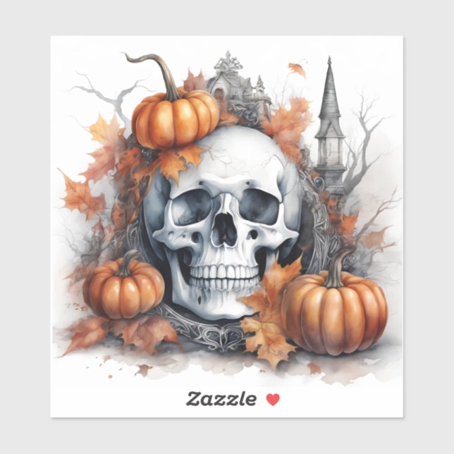Mystic Halloween Gothic Skull Art  Mystical   Sticker (Sheet)