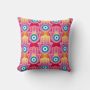 Mystic hamsa: ornate seamless design. throw pillow