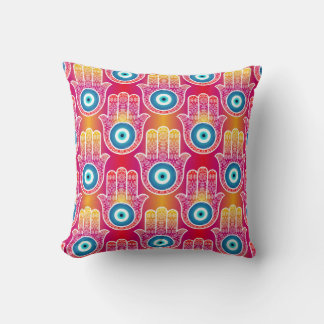Mystic hamsa: ornate seamless design. throw pillow