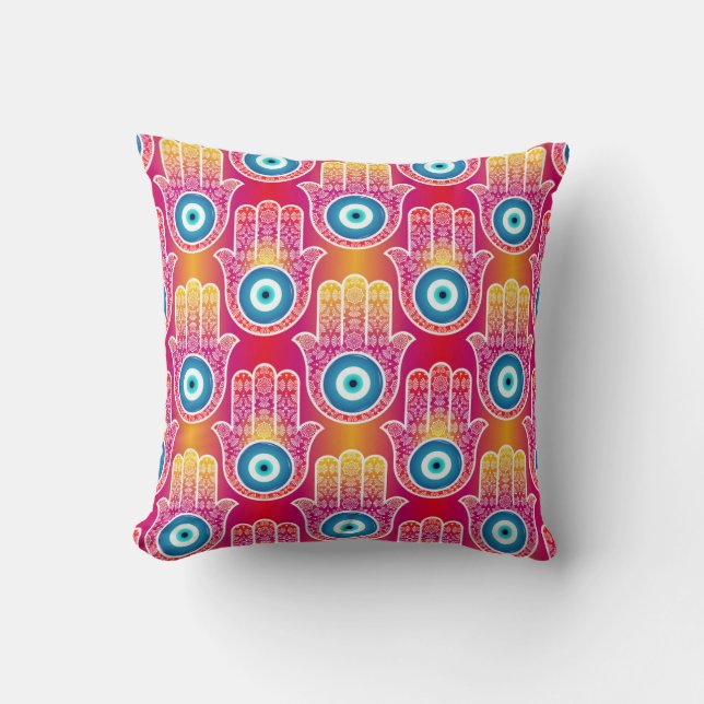 Mystic hamsa: ornate seamless design. throw pillow (Front)