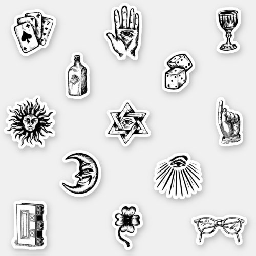 mystic hand drawn sticker pack set 