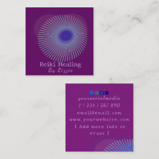Mystic Heart Passion Flower Reiki Energy Healer Square Business Card