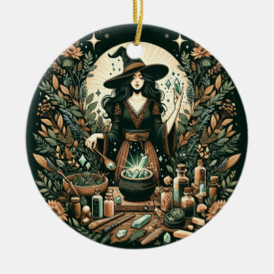 Mystic Herbalist: The Art of Witchcraft and Healin Ceramic Ornament