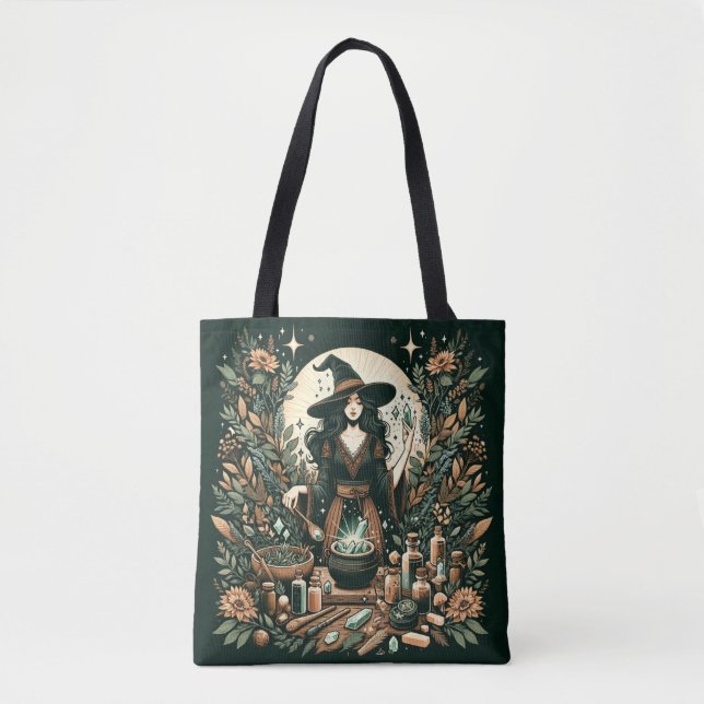 Mystic Herbalist: The Art of Witchcraft and Healin Tote Bag (Front)