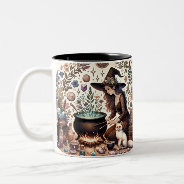 Mystic Herbalist: The Art of Witchcraft and Healin Two-Tone Coffee Mug (Left)