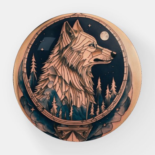 Mystic Howl Geometric Wolf Paperweight Paperweight