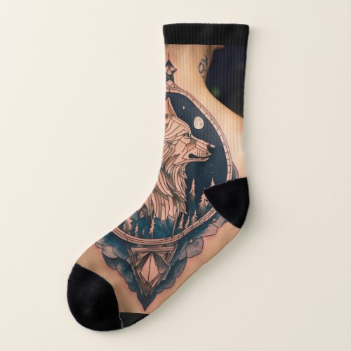 Mystic Howl Geometric Wolf Socks Socks