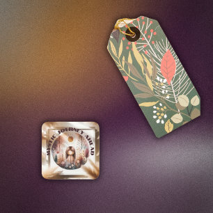 Mystic Journey Ahead, Boho in brown and black Square Sticker