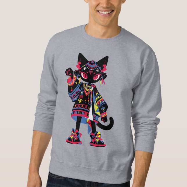 Mystic Kawaii Cat – Colorful Tribal Spirit Tee (Front)