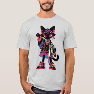 Mystic Kawaii Cat – Colorful Tribal Spirit Tee