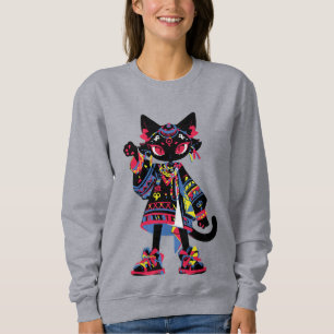 Mystic Kawaii Cat – Colorful Tribal Spirit Tee