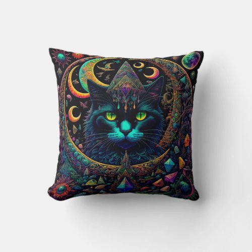 Mystic Kitty Throw Pillow