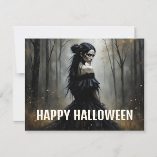 Mystic Lady in Dark Halloween Forest