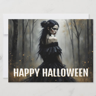 Mystic Lady in Dark Halloween Forest