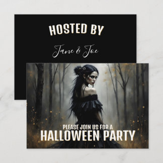 Mystic Lady in Dark Halloween Forest