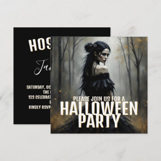 Mystic Lady in Dark Halloween Forest