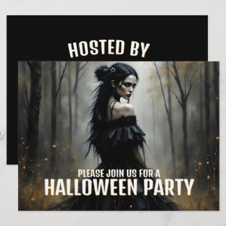 Mystic Lady in Dark Halloween Forest