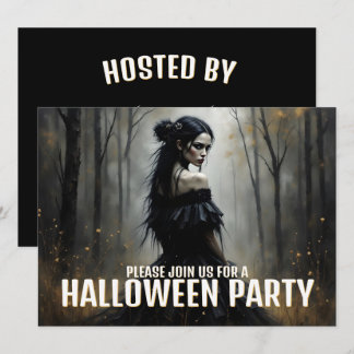 Mystic Lady in Dark Halloween Forest