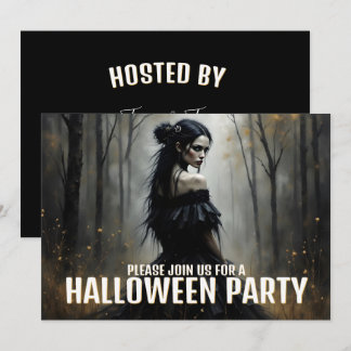 Mystic Lady in Dark Halloween Forest