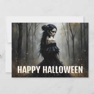 Mystic Lady in Dark Halloween Forest