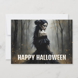 Mystic Lady in Dark Halloween Forest