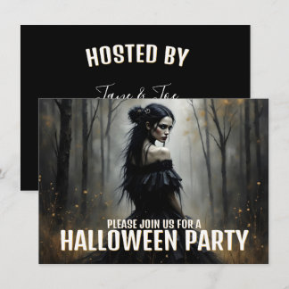 Mystic Lady in Dark Halloween Forest