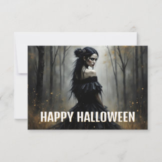 Mystic Lady in Dark Halloween Forest