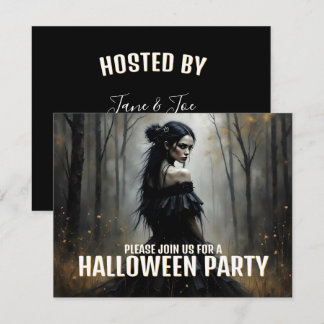 Mystic Lady in Dark Halloween Forest