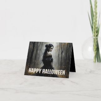 Mystic Lady in Dark Halloween Forest Card