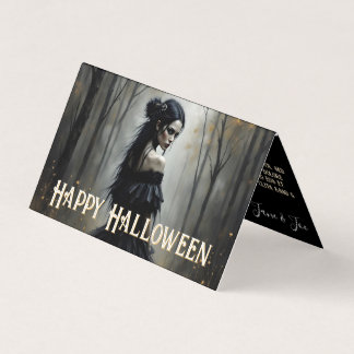 Mystic Lady in Dark Halloween Forest - Invitation
