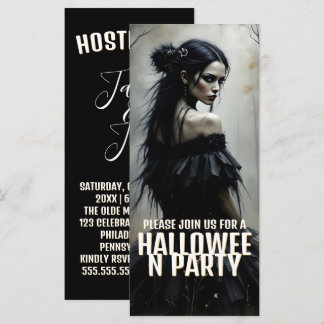 Mystic Lady in Dark Halloween Forest - Invitation