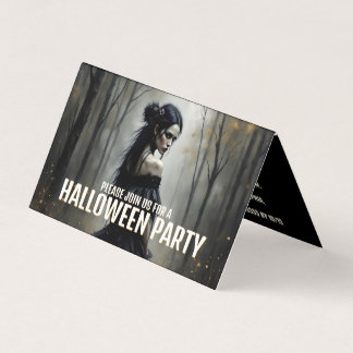 Mystic Lady in Dark Halloween Forest - Invitation