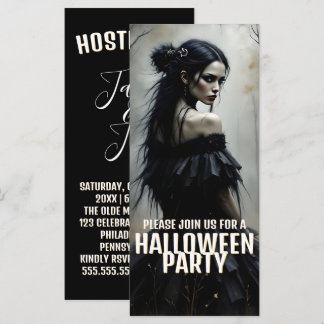 Mystic Lady in Dark Halloween Forest - Invitation
