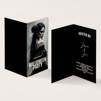Mystic Lady in Dark Halloween Forest - Invitation