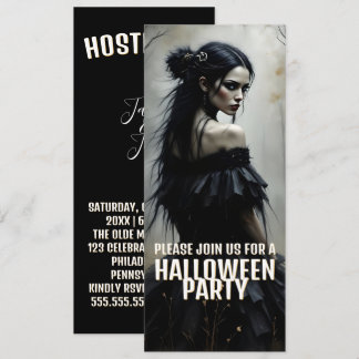 Mystic Lady in Dark Halloween Forest - Invitation